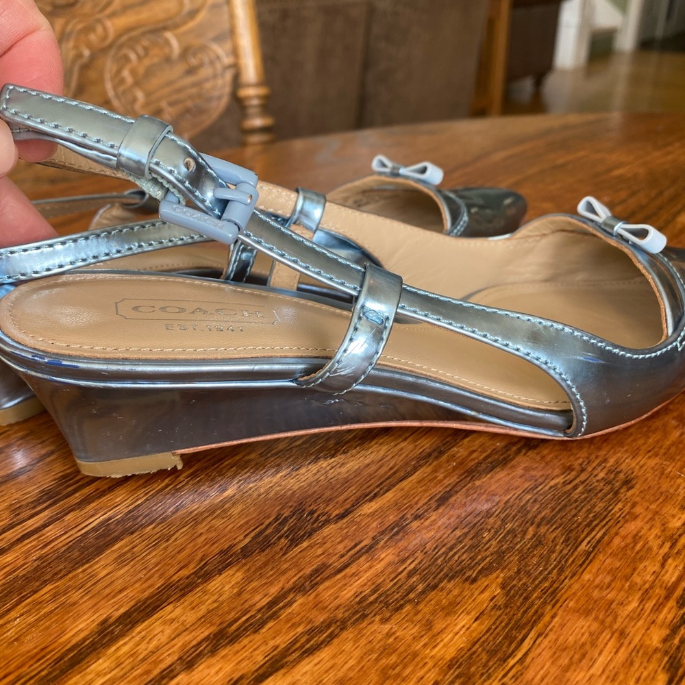 Coach Metallic Blue Wedge Slingback Size 6